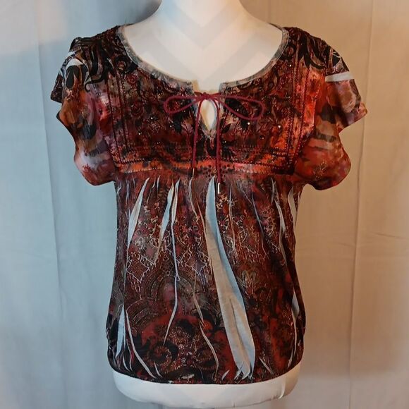 Apt 9 Flutter Sleeve Lace Back Top - Picture 1 of 6